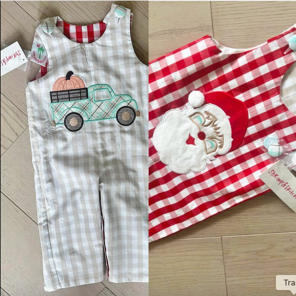 Longall Shrimp & Grits 6M Reversible Fall Thanksgiving Halloween Santa Christmas